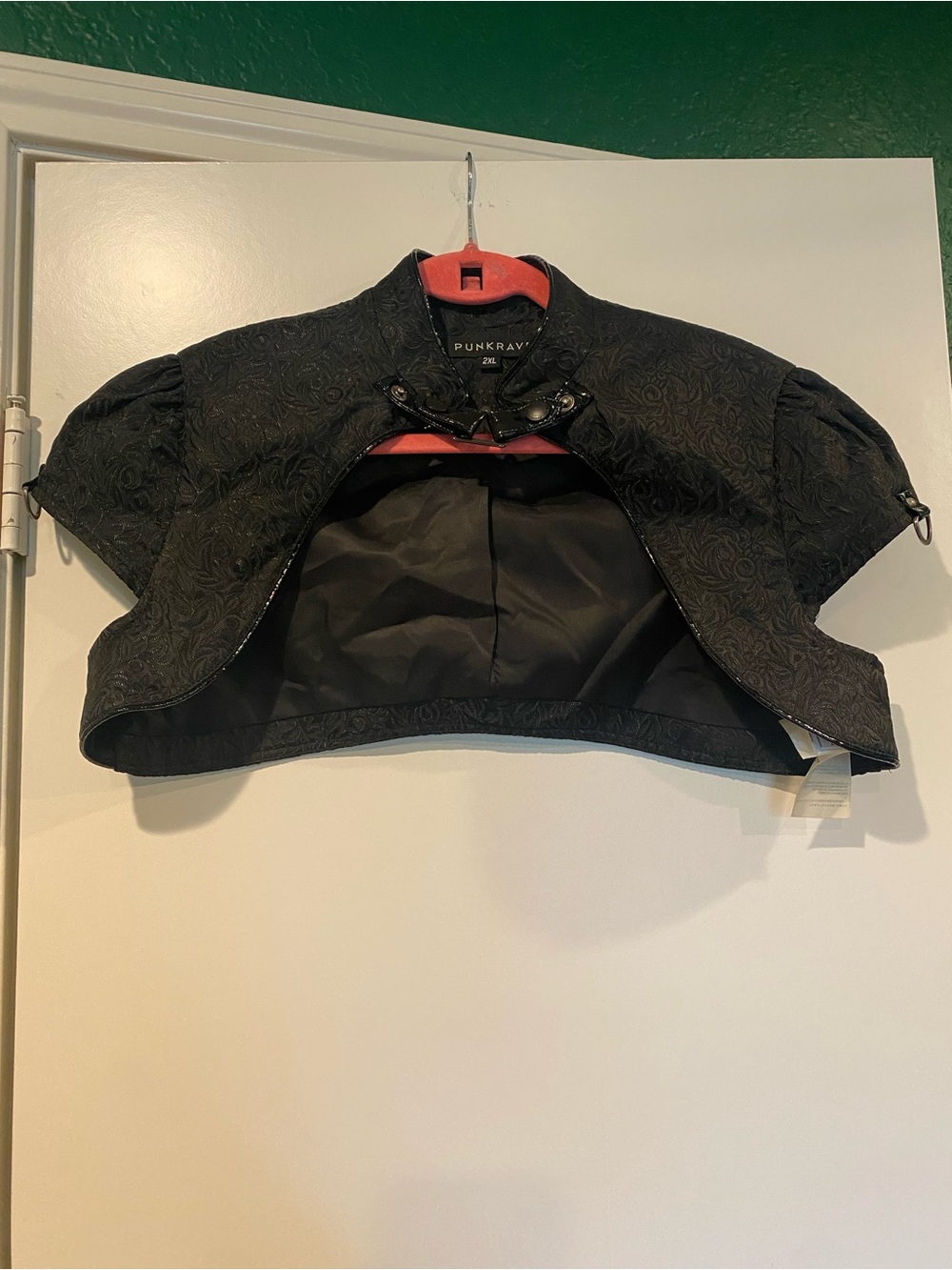 Punk Rave 2XL Black Cropped Bolero Jacket with Puff Sleeves